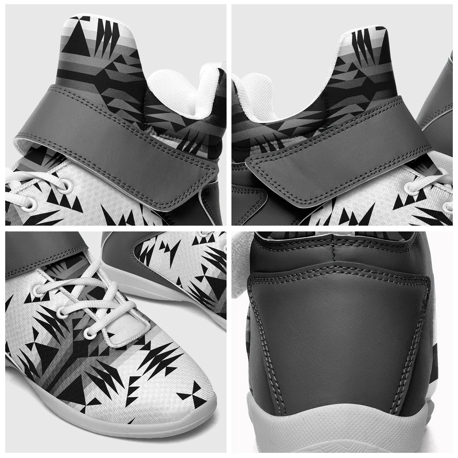 Between the Mountains White and Black Kid's Ipottaa Basketball / Sport High Top Shoes