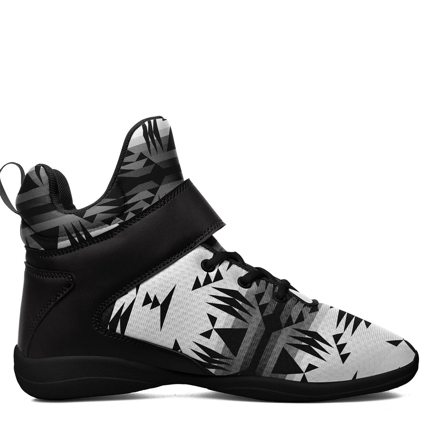 Between the Mountains White and Black Kid's Ipottaa Basketball / Sport High Top Shoes