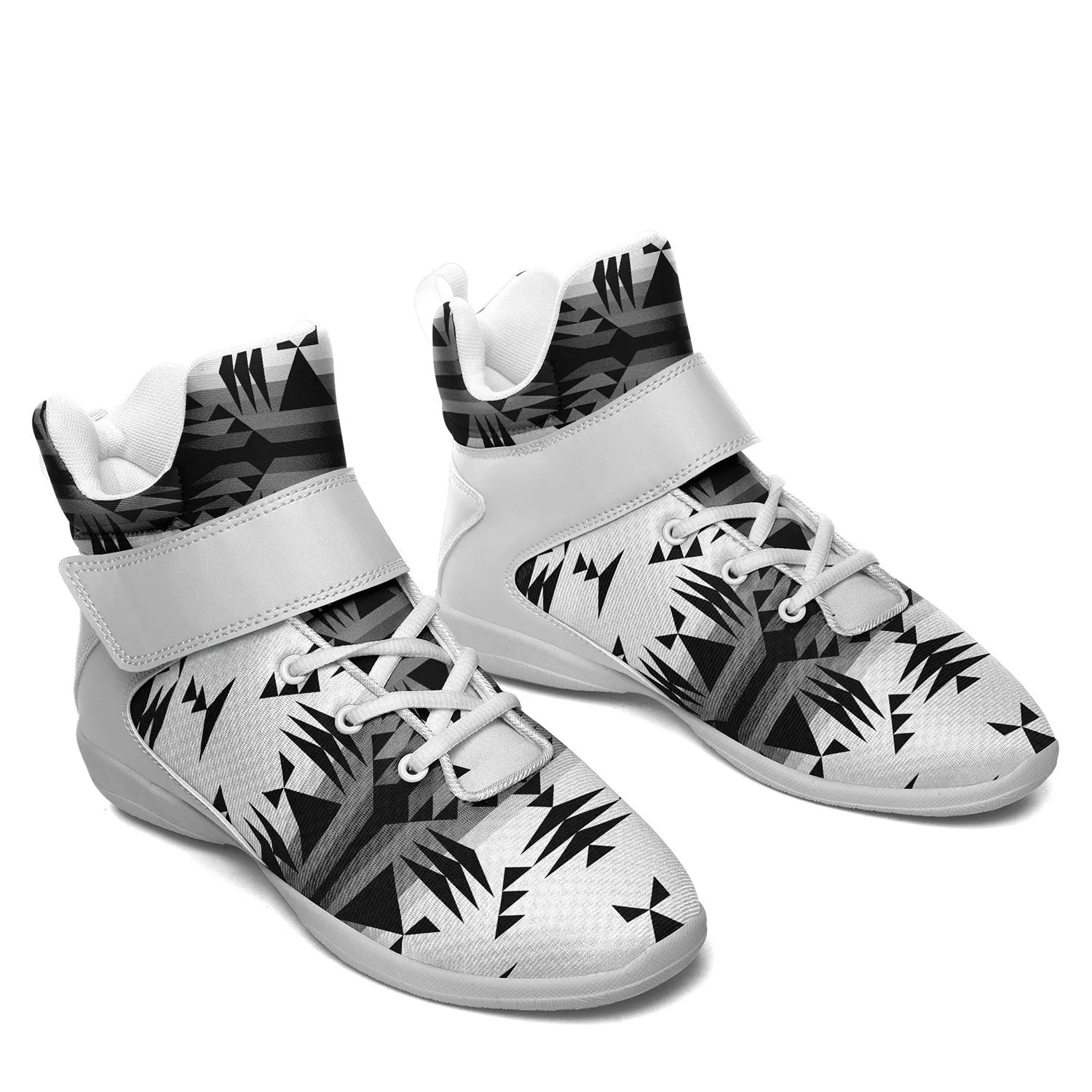 Between the Mountains White and Black Kid's Ipottaa Basketball / Sport High Top Shoes