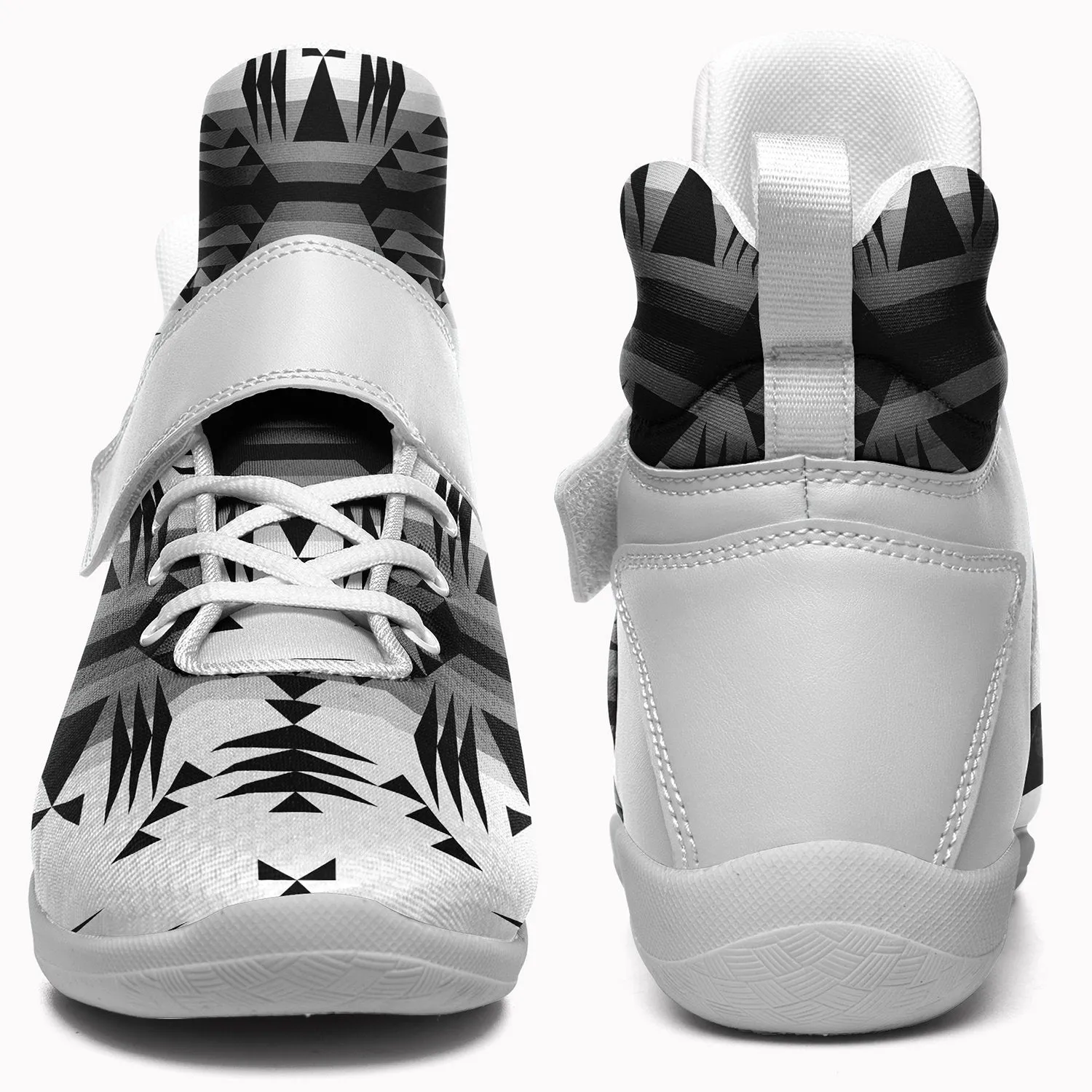 Between the Mountains White and Black Kid's Ipottaa Basketball / Sport High Top Shoes