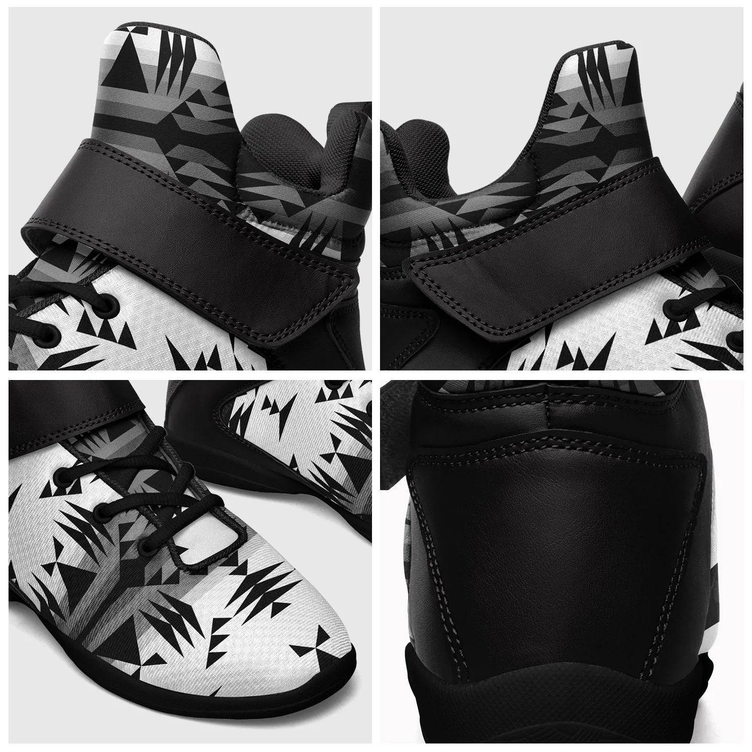 Between the Mountains White and Black Kid's Ipottaa Basketball / Sport High Top Shoes