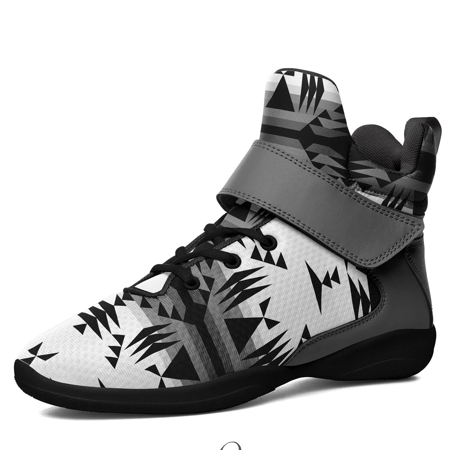 Between the Mountains White and Black Kid's Ipottaa Basketball / Sport High Top Shoes