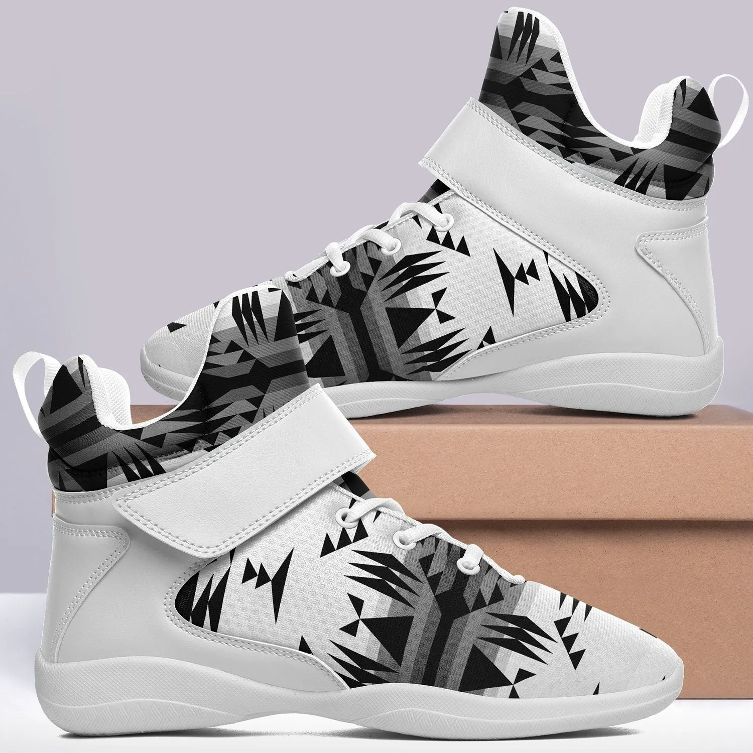 Between the Mountains White and Black Kid's Ipottaa Basketball / Sport High Top Shoes