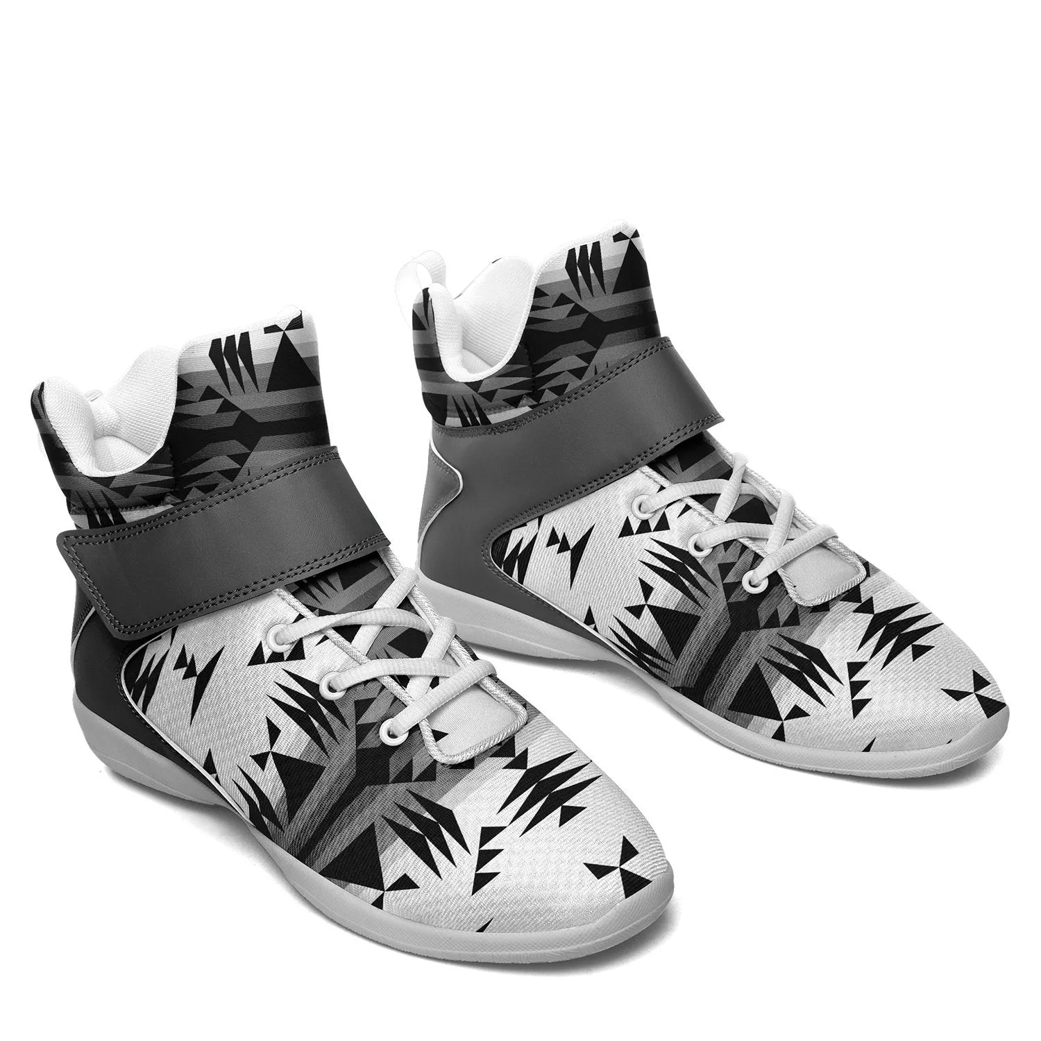 Between the Mountains White and Black Kid's Ipottaa Basketball / Sport High Top Shoes