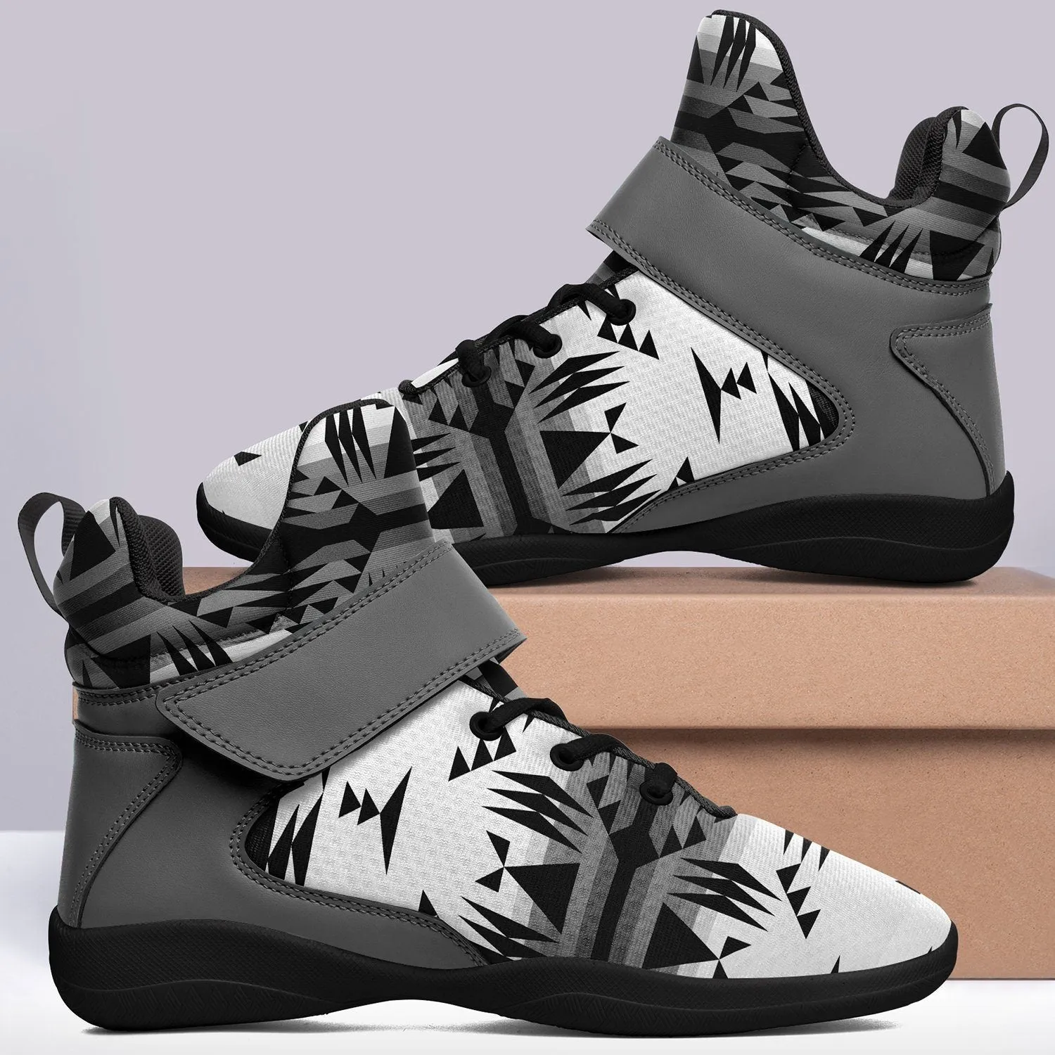 Between the Mountains White and Black Kid's Ipottaa Basketball / Sport High Top Shoes