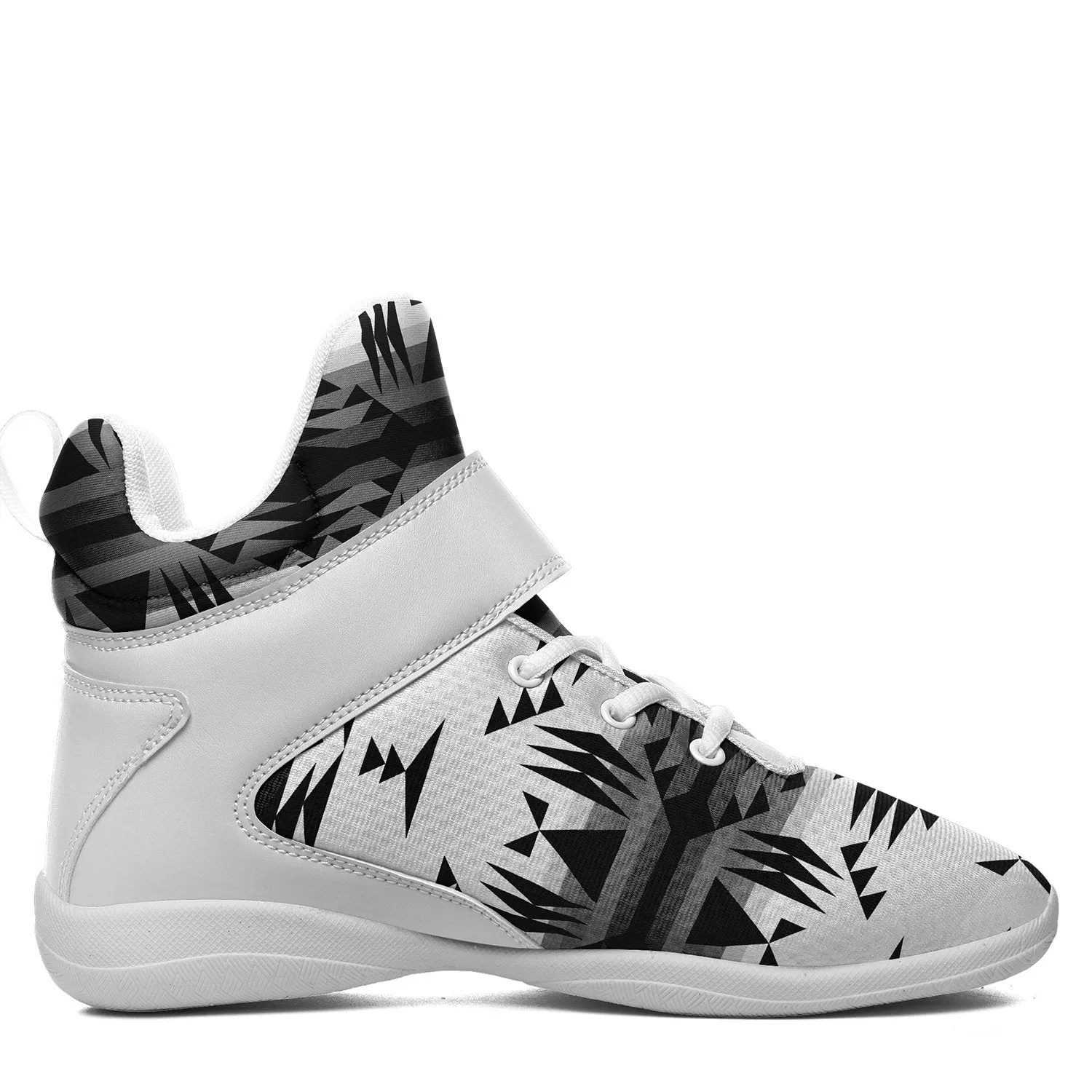 Between the Mountains White and Black Kid's Ipottaa Basketball / Sport High Top Shoes