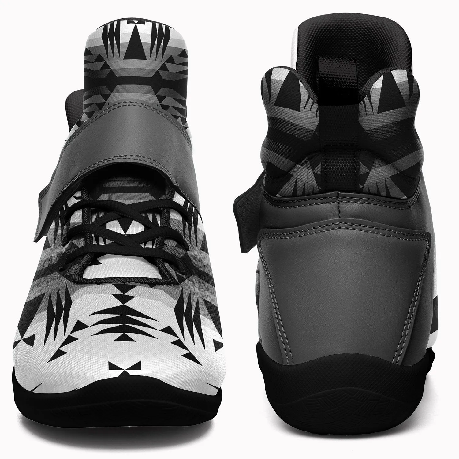 Between the Mountains White and Black Kid's Ipottaa Basketball / Sport High Top Shoes