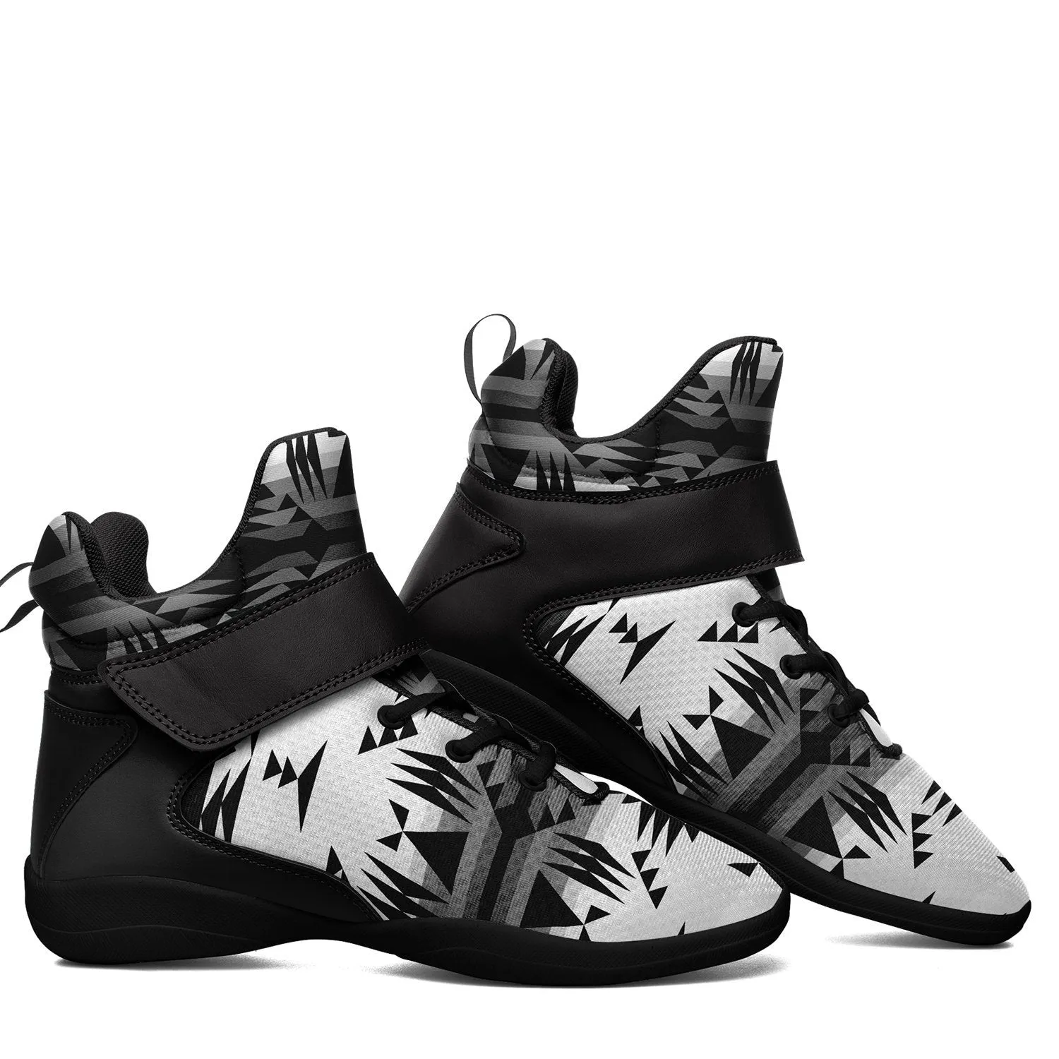 Between the Mountains White and Black Kid's Ipottaa Basketball / Sport High Top Shoes