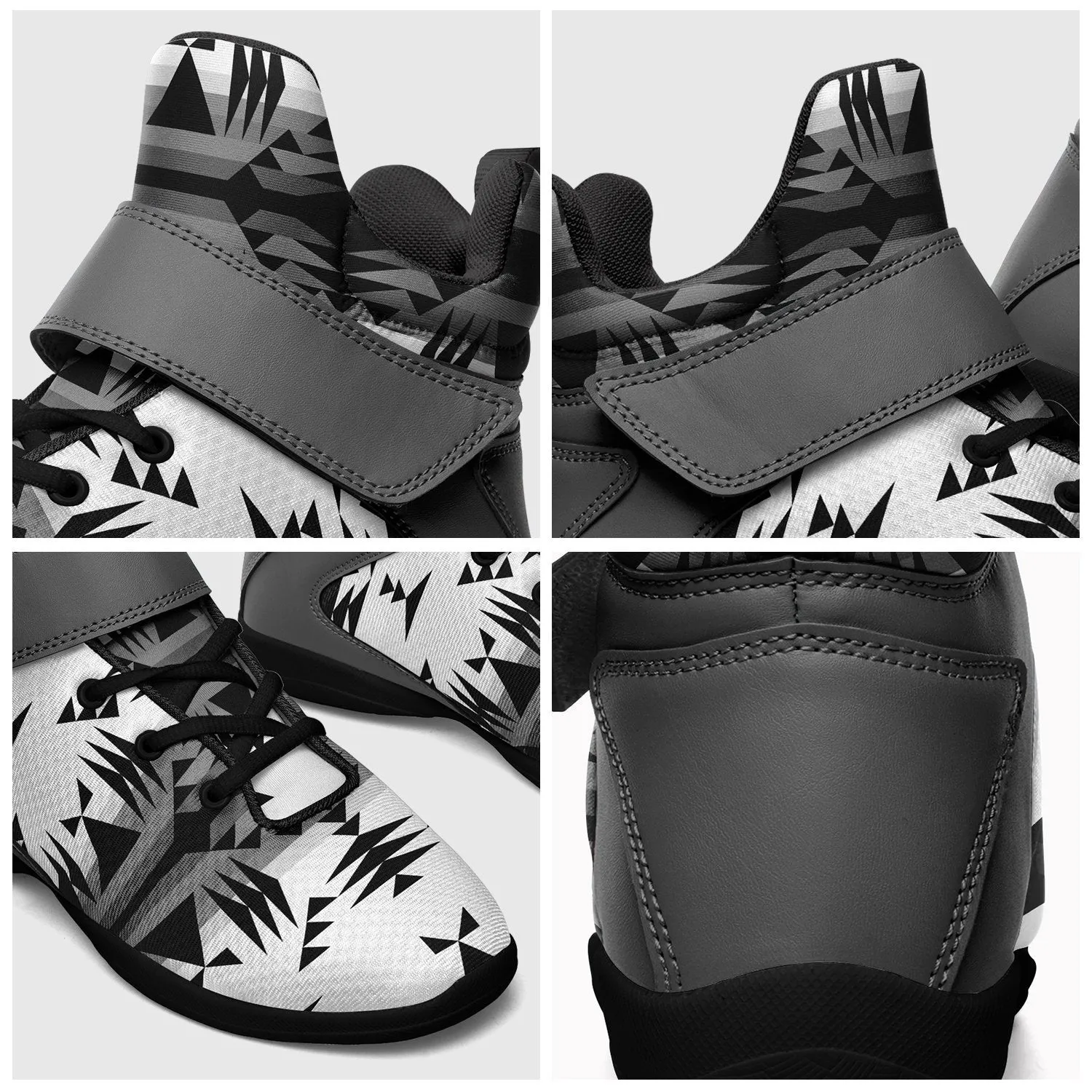 Between the Mountains White and Black Kid's Ipottaa Basketball / Sport High Top Shoes