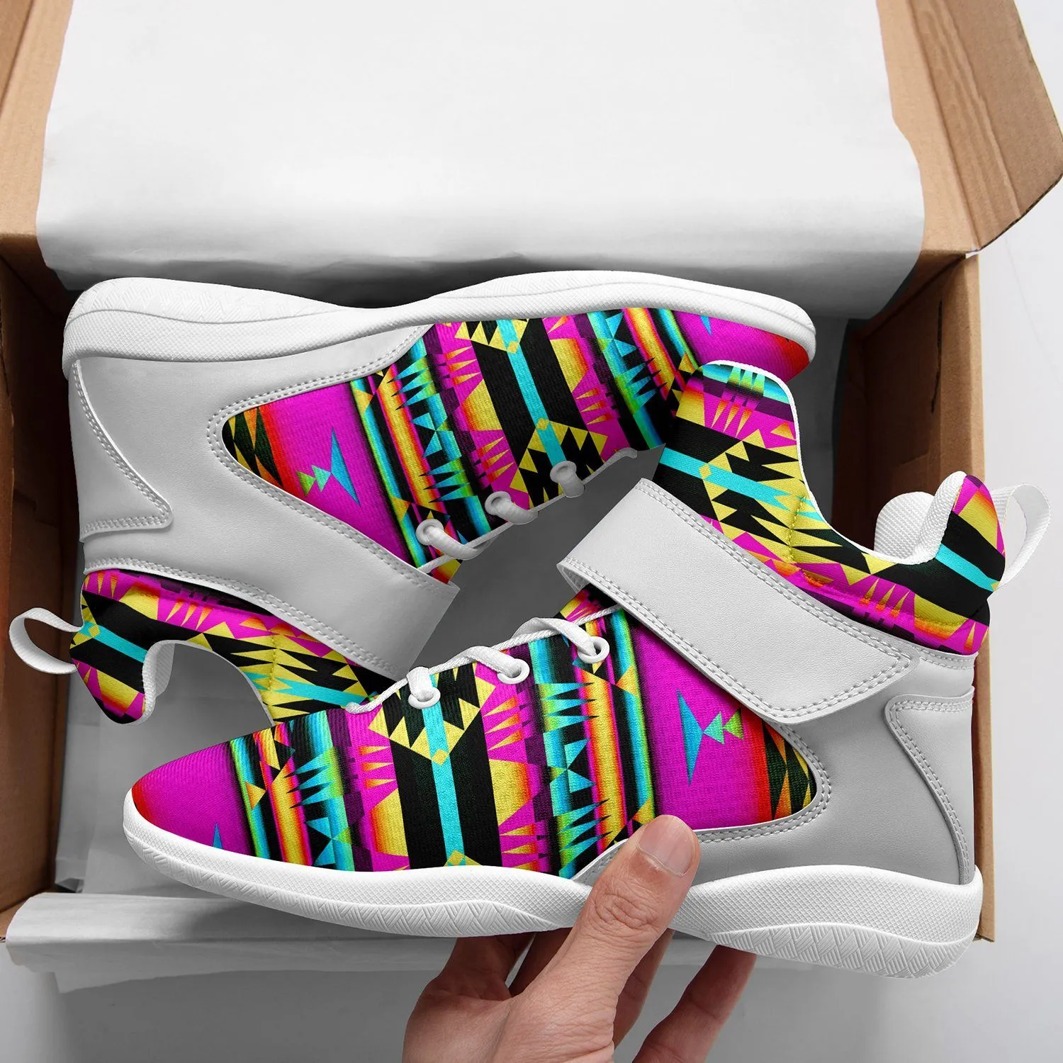 Between the Sunset Mountains Ipottaa Basketball / Sport High Top Shoes - White Sole