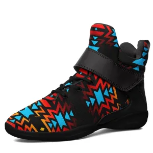 Black Fire and Turquoise Ipottaa Basketball / Sport High Top Shoes - Black Sole