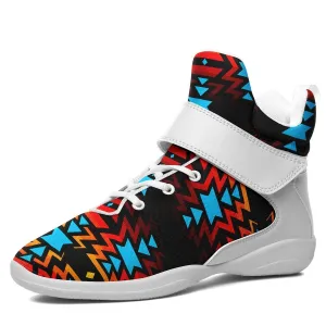 Black Fire and Turquoise Ipottaa Basketball / Sport High Top Shoes - White Sole