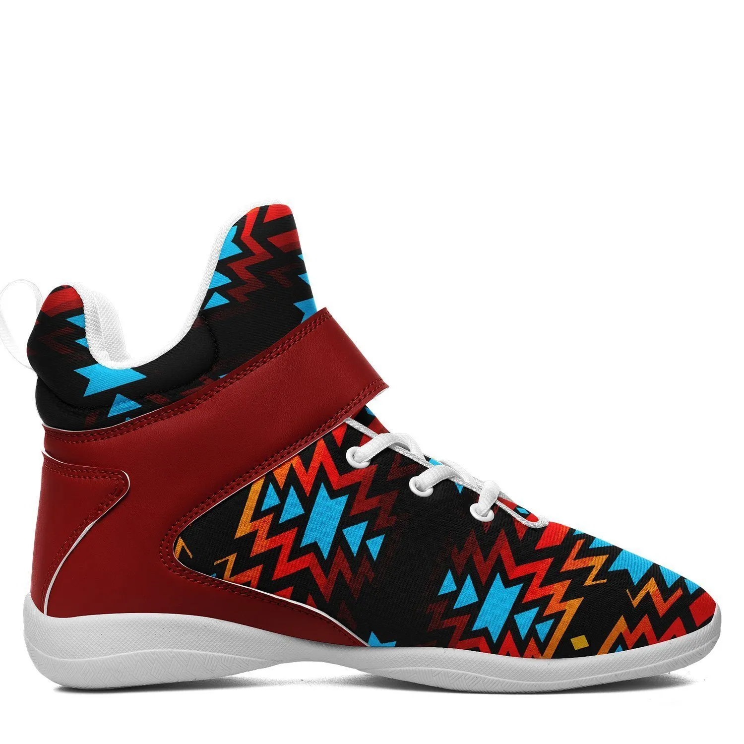 Black Fire and Turquoise Ipottaa Basketball / Sport High Top Shoes - White Sole