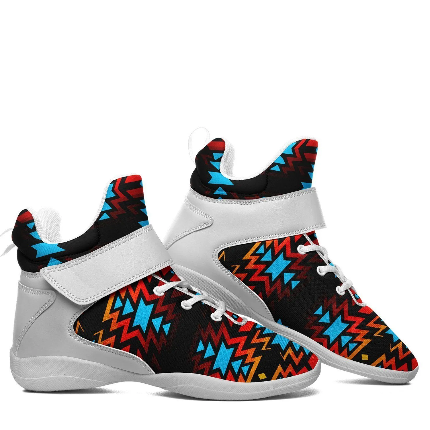 Black Fire and Turquoise Kid's Ipottaa Basketball / Sport High Top Shoes