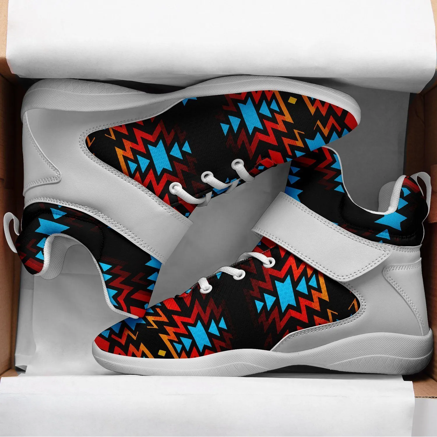 Black Fire and Turquoise Kid's Ipottaa Basketball / Sport High Top Shoes