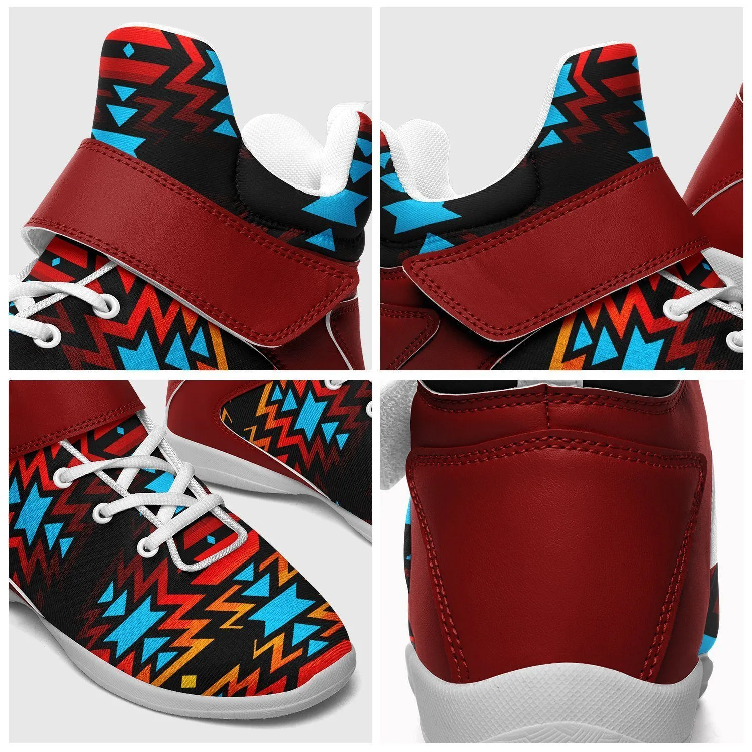 Black Fire and Turquoise Kid's Ipottaa Basketball / Sport High Top Shoes