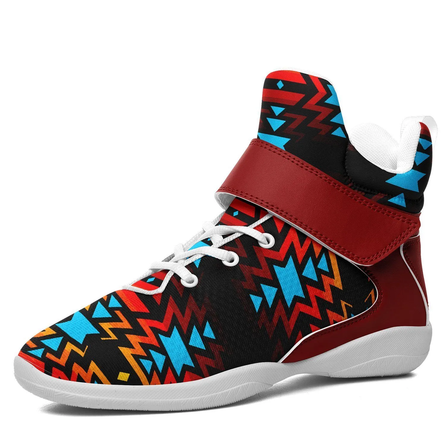 Black Fire and Turquoise Kid's Ipottaa Basketball / Sport High Top Shoes