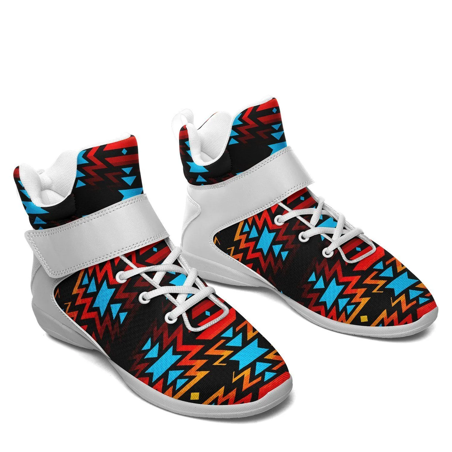 Black Fire and Turquoise Kid's Ipottaa Basketball / Sport High Top Shoes