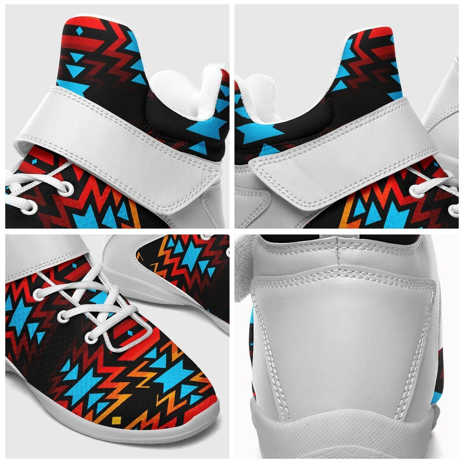 Black Fire and Turquoise Kid's Ipottaa Basketball / Sport High Top Shoes