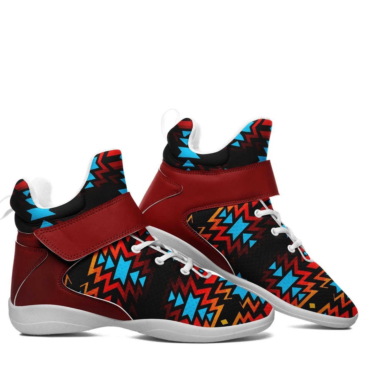 Black Fire and Turquoise Kid's Ipottaa Basketball / Sport High Top Shoes