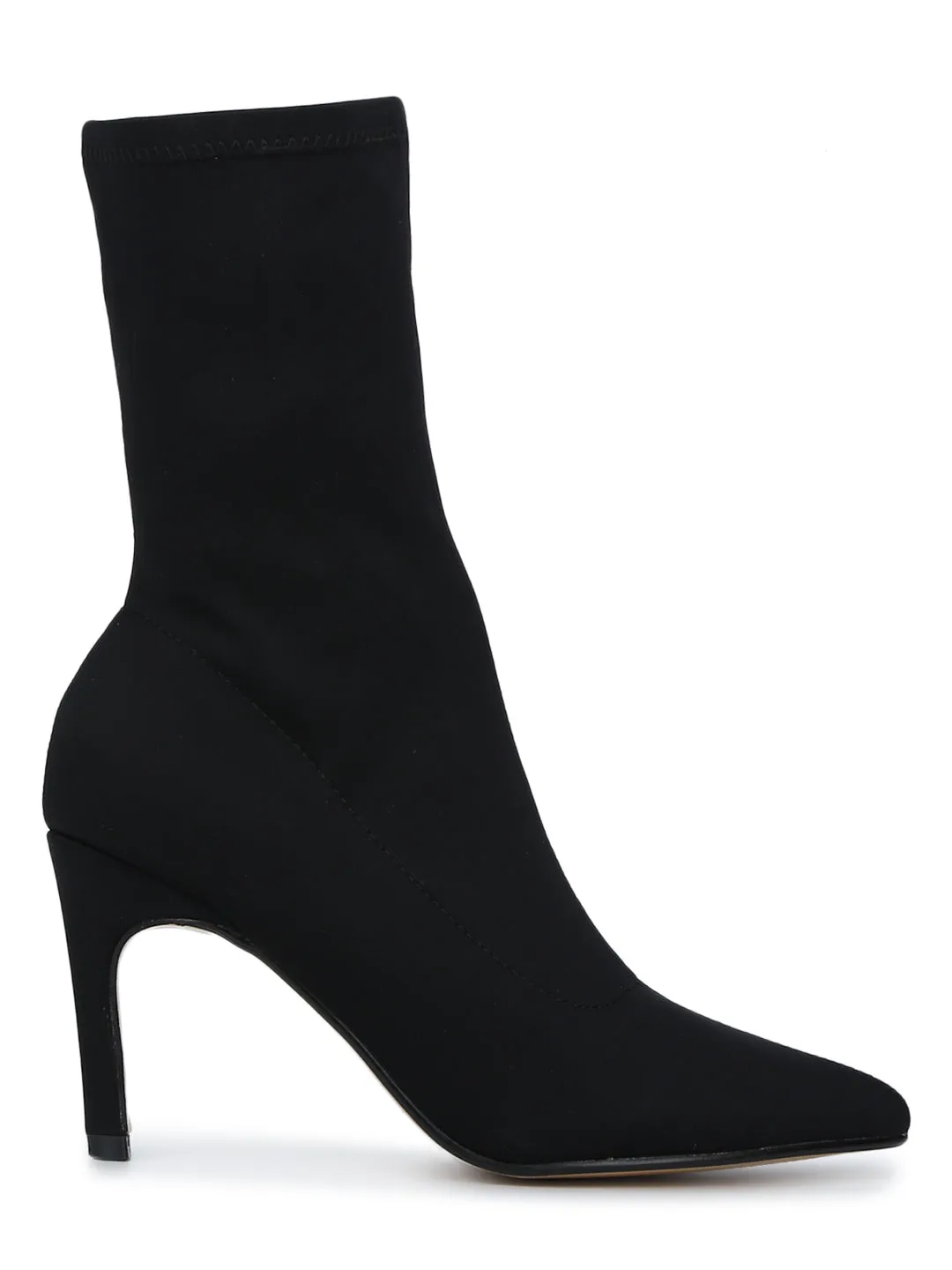 Black Lycra Sock Stiletto Ankle Boots