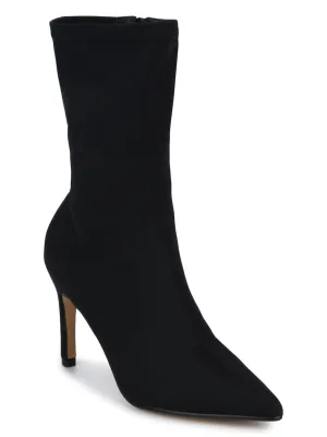 Black Lycra Sock Stiletto Ankle Boots