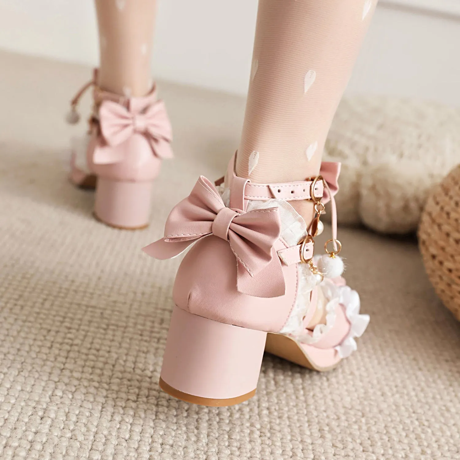 Bow Round Toe Cross Strap Lolita Japanese Mary Jane Shoes