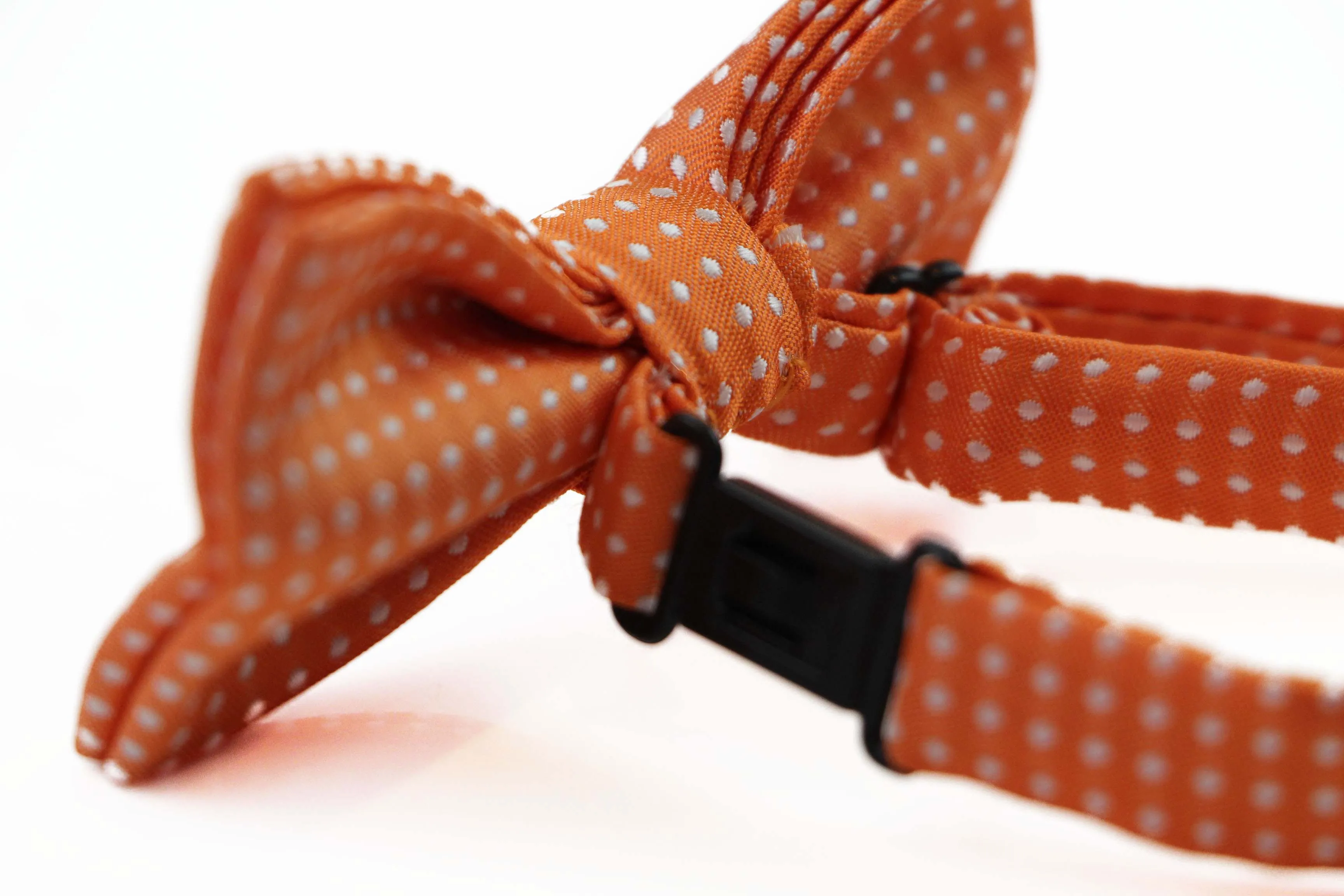 Boys Orange Bow Tie With White Polka Dots