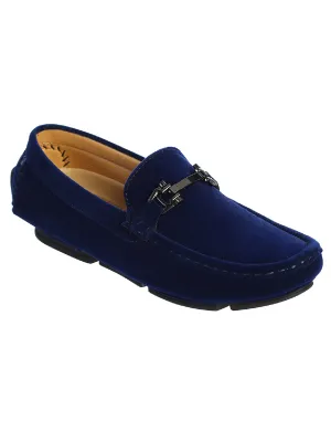 Boys Royal Blue Velvet Horsebit Slip On Loafers 5-8 Toddler