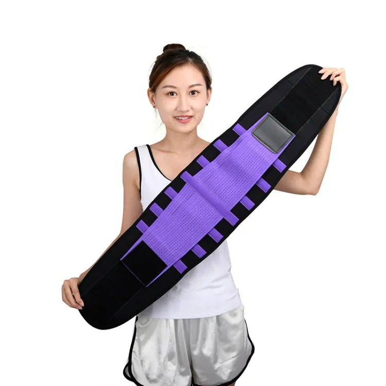 Breathable Mesh Warm Waist Belt Reinforced Steel Plate Support Sports Waist Belt, Specification: L(Purple)