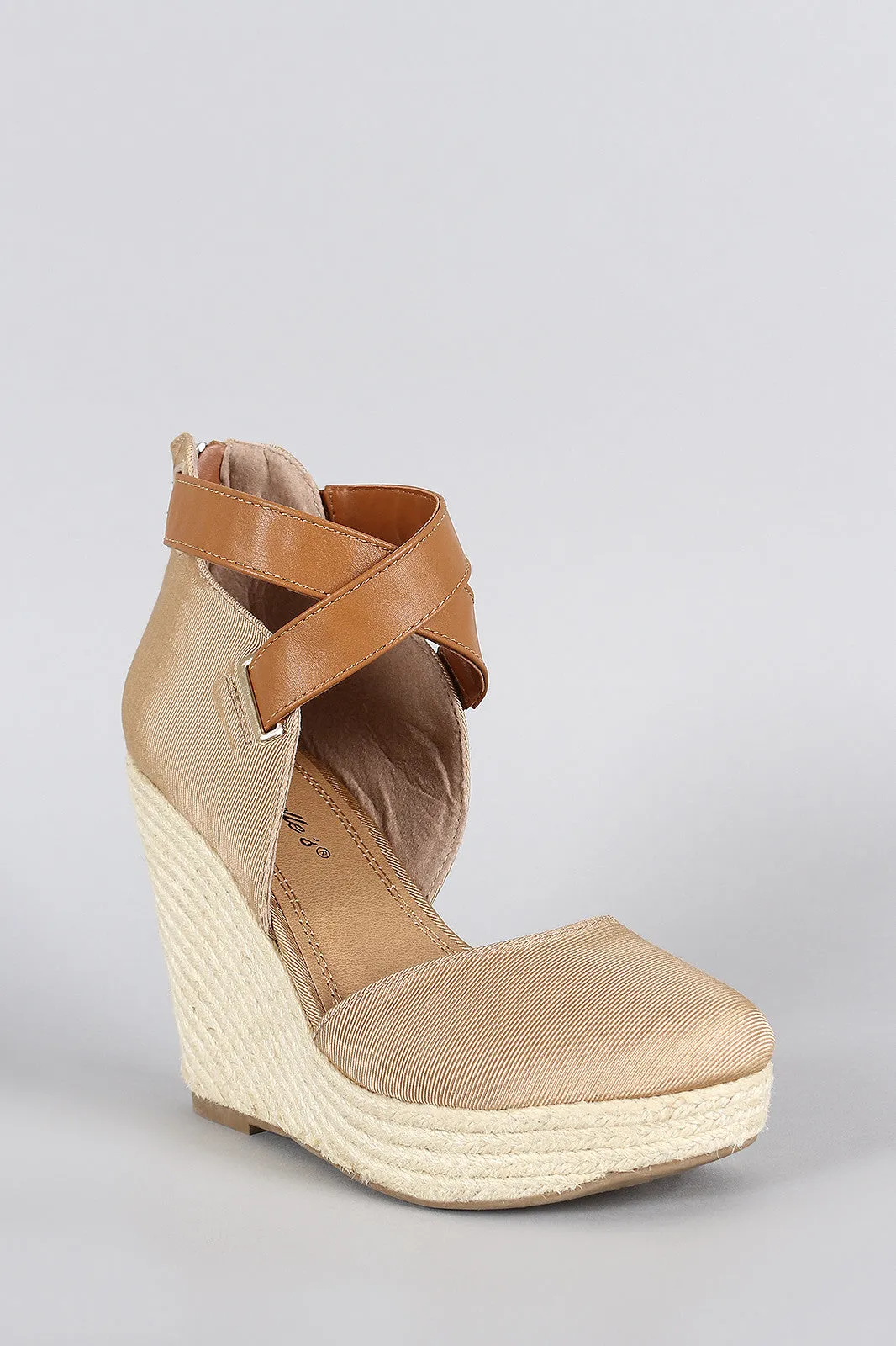 Breckelle Grosgrain Two Tone Espadrille Platform Wedge