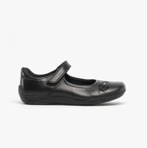 CANDY JNR Girls Leather School Shoes Black