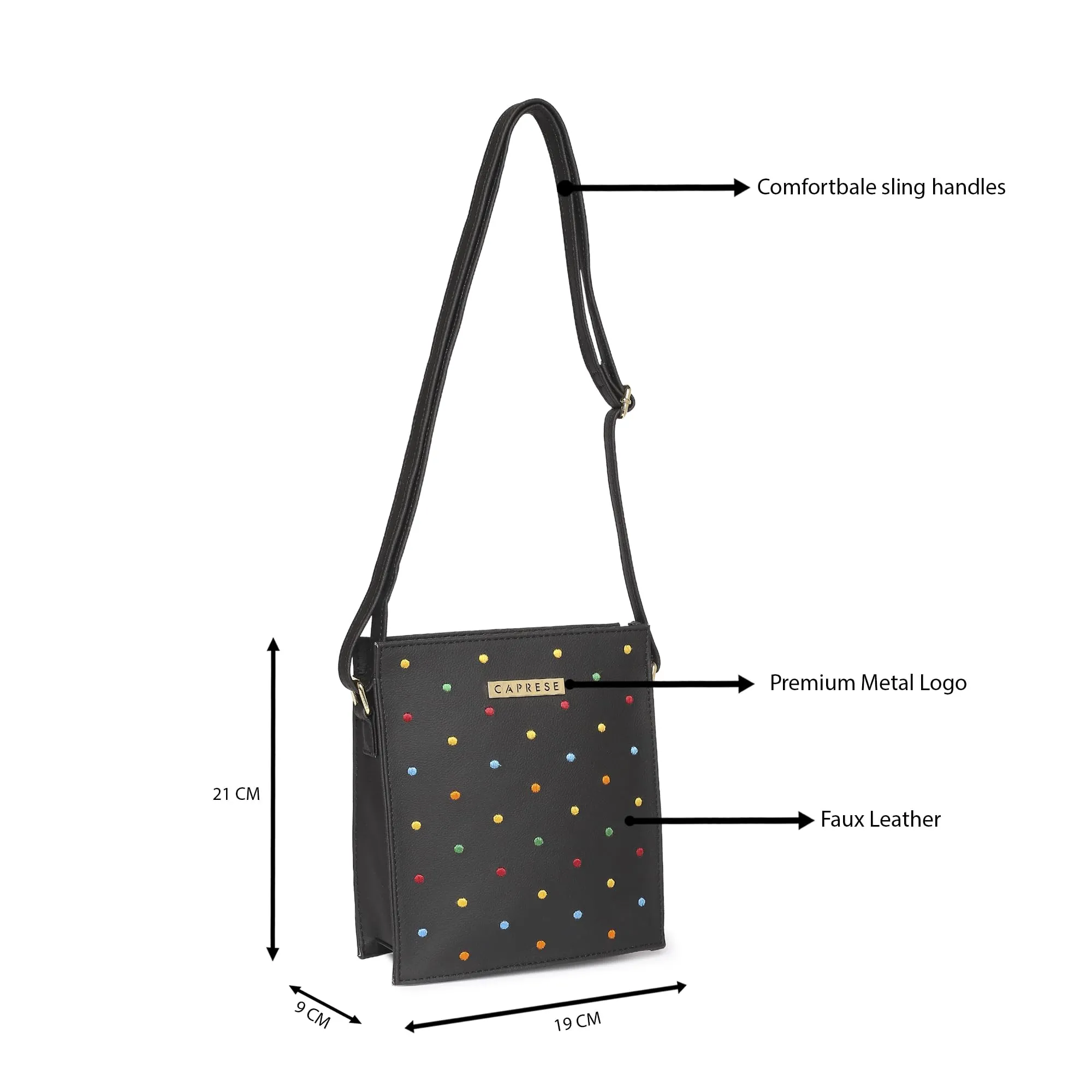 Caprese womens POPSICLE CB Medium BLACK Crossbody