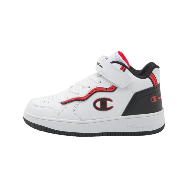 Champion scarpa sneakers alta da bambino Rebound Alter Mid S32724 WW012 bianco-nero-rosso