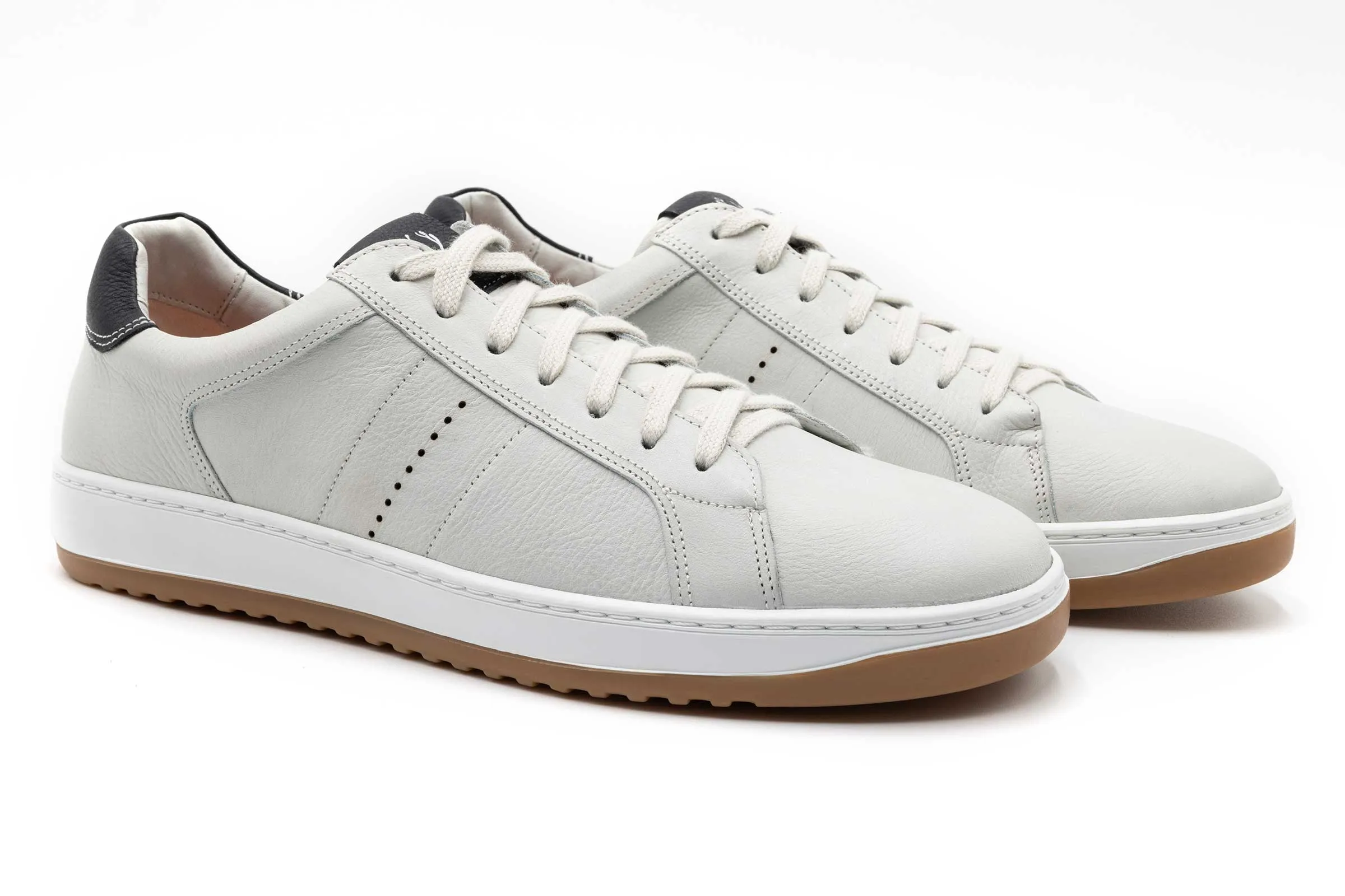 Charles Tumbled Glove Leather Sneakers - White