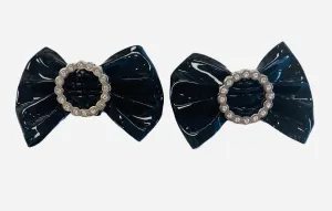 Circle Black Patent Shoe Bows