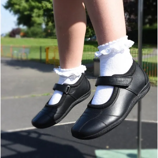 CLARA JNR Girls Leather School Shoes Black