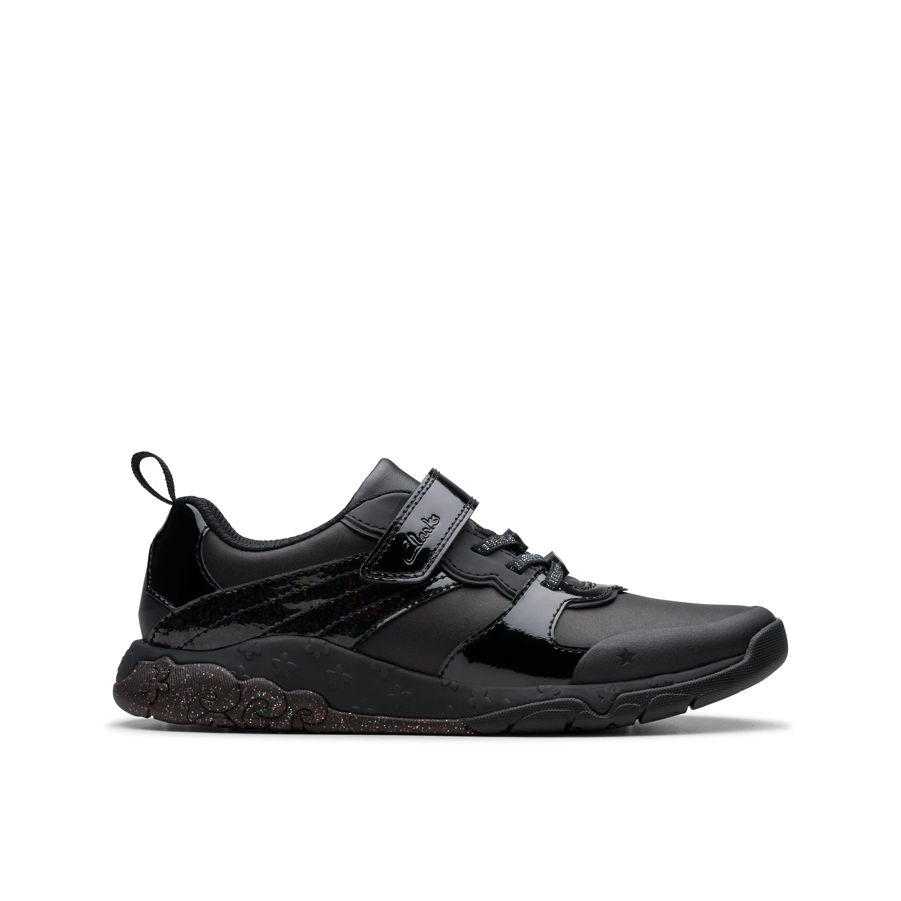 Clarks Tidal Flare K Girls Black School Shoes