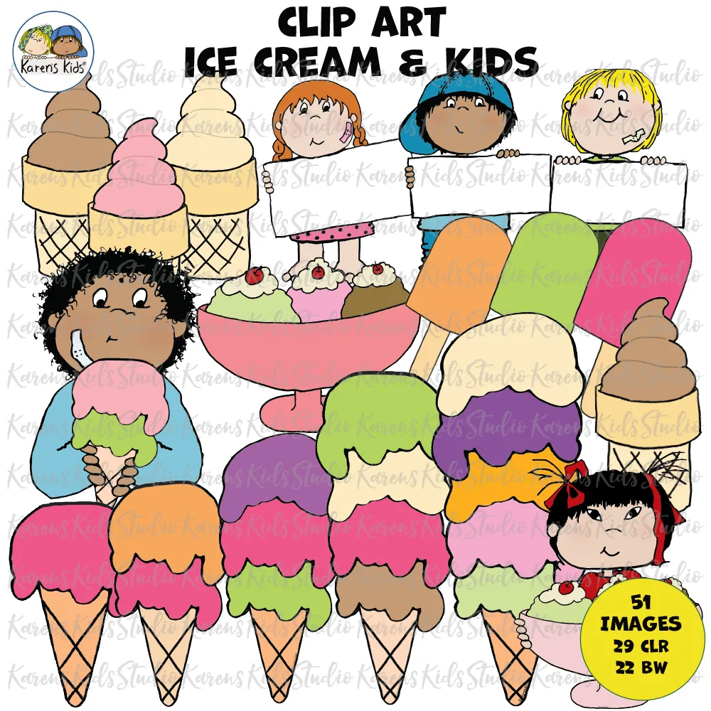 Clip Art Ice Cream and Kids