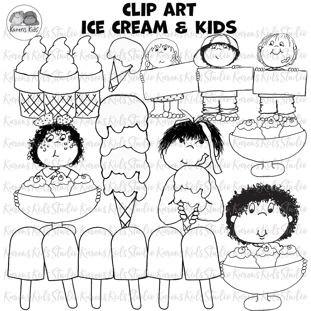 Clip Art Ice Cream and Kids