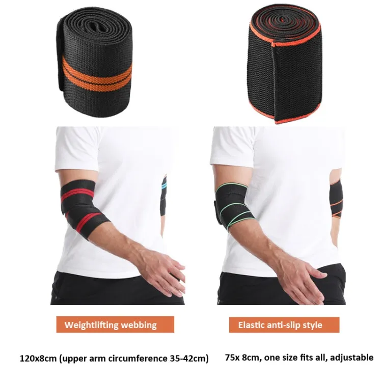 Compression Elbow Bandage Wrap Sports Elbow Protector 120x8cm(Orange)