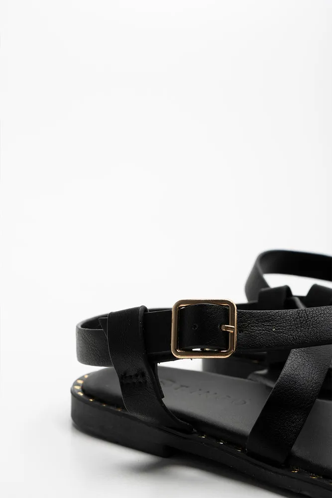 Cross Over Strappy Sandal Black