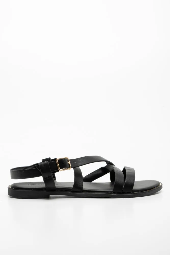 Cross Over Strappy Sandal Black