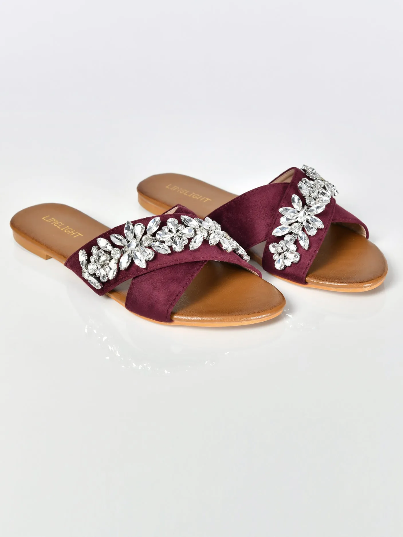 Cross Stone Sandals-Maroon