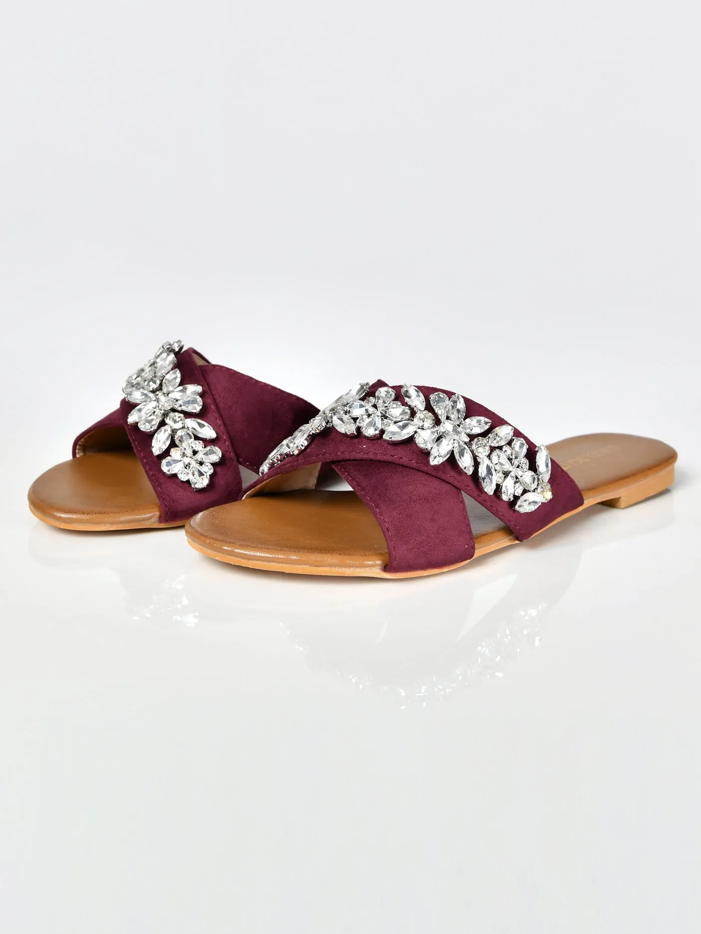 Cross Stone Sandals-Maroon