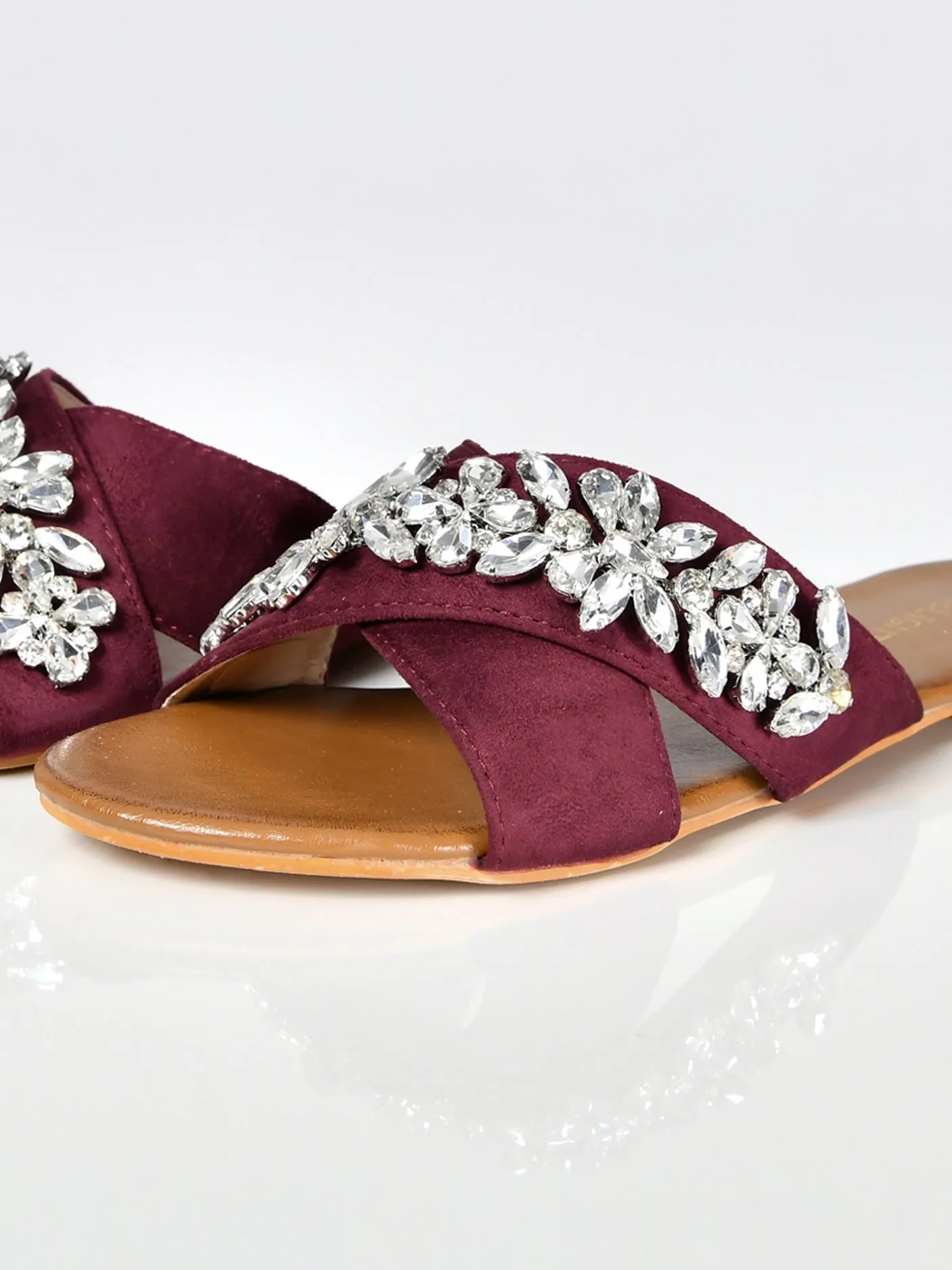 Cross Stone Sandals-Maroon