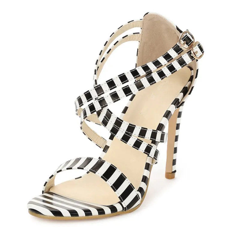 Cross strap striped shoes