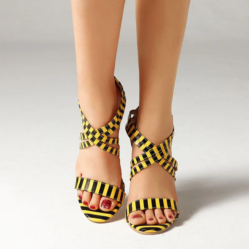 Cross strap striped shoes