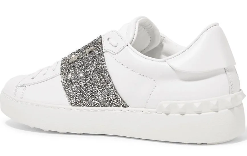 Crystal-Embellished Leather Sneakers