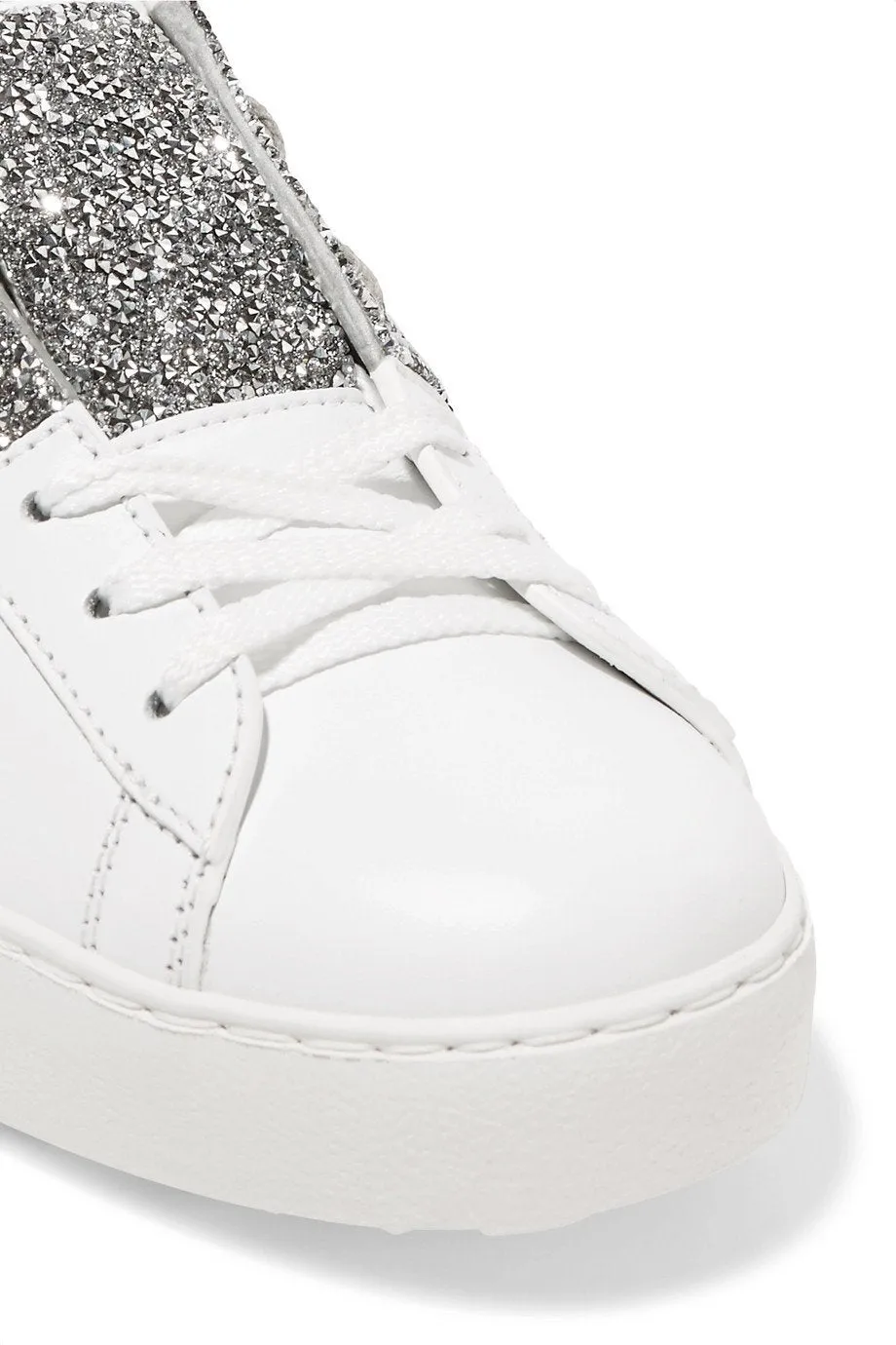 Crystal-Embellished Leather Sneakers